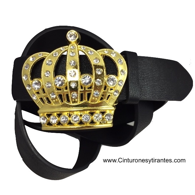 LEATHER BELT WITH DORADA ROYAL CROWN BUCKLE 