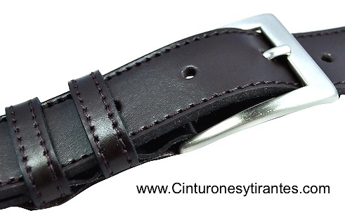 LEATHER BELT WITH DOUBLE PIN MADE WITH TONE THREAD - 7 colors- 