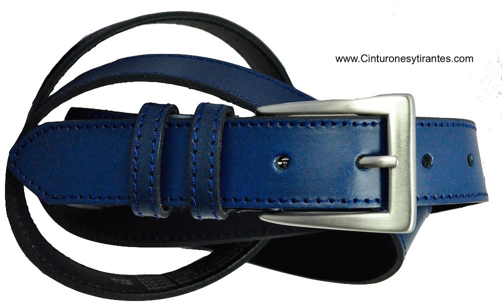 LEATHER BELT WITH DOUBLE PIN MADE WITH TONE THREAD - 7 colors- 