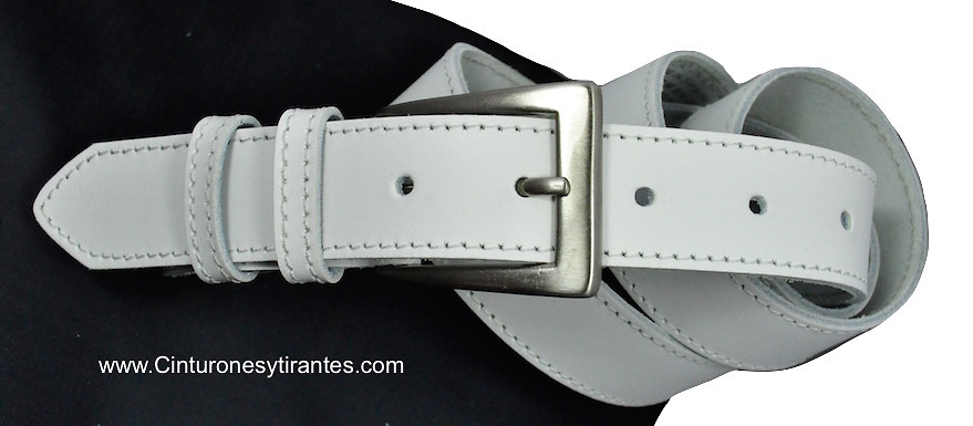 LEATHER BELT WITH DOUBLE PIN MADE WITH TONE THREAD - 7 colors- 