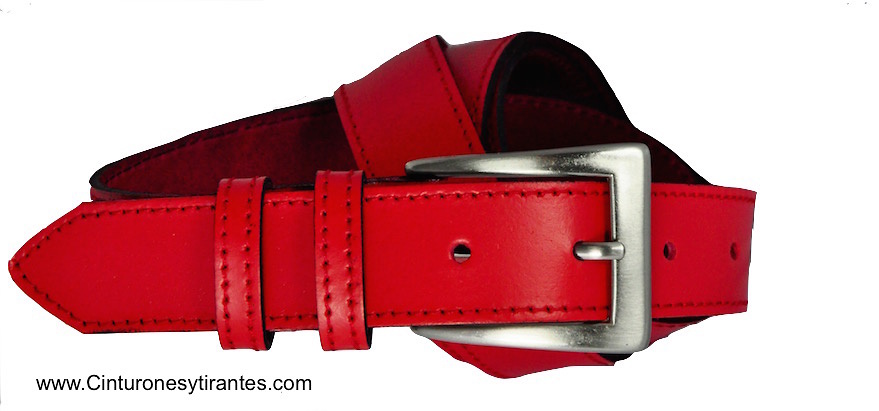 LEATHER BELT WITH DOUBLE PIN MADE WITH TONE THREAD - 7 colors- 