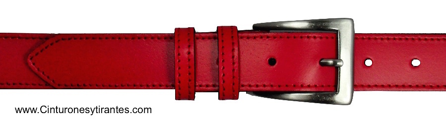 LEATHER BELT WITH DOUBLE PIN MADE WITH TONE THREAD - 7 colors- 