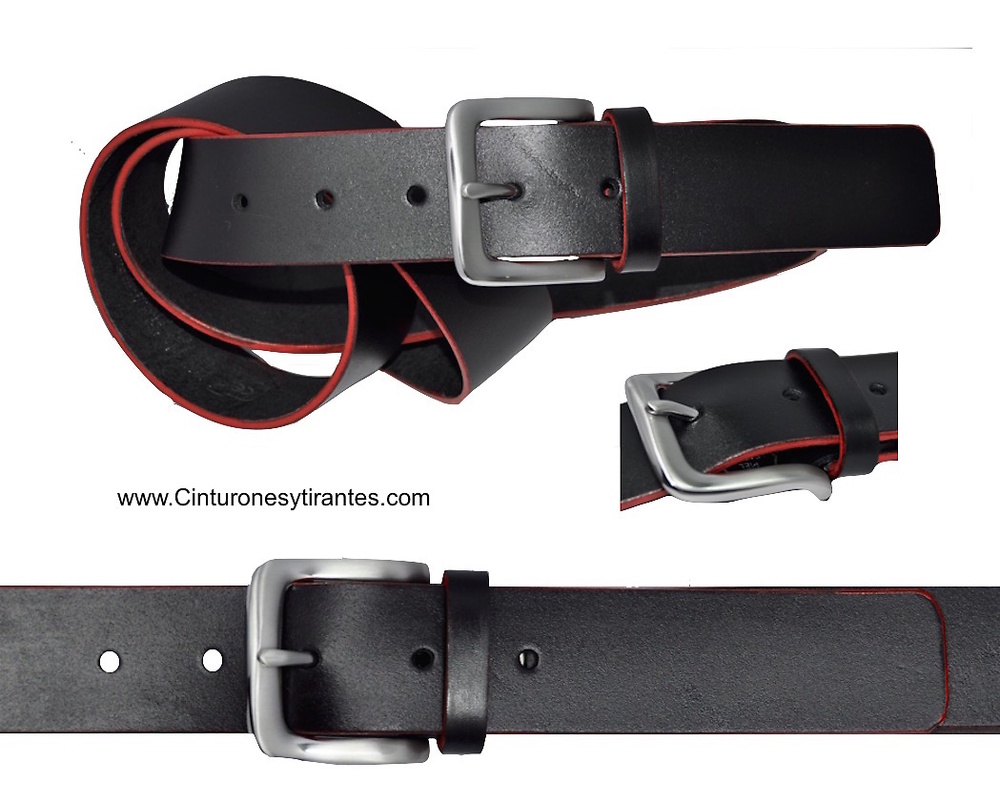 LEATHER BELT WITH EDGES RED FERRARI EDGES 