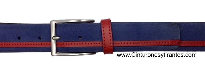 LEATHER BELT WITH FINISHED GREEN AND NAVY BLUE CUBILO BRAND 