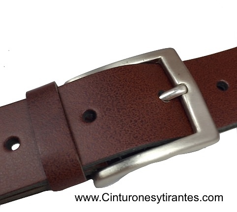 LEATHER BELT WITH FLAG OF SPAIN BROWN 