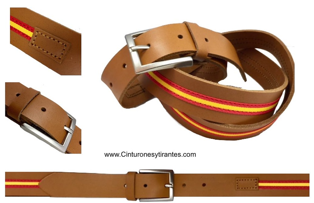 LEATHER BELT WITH FLAG OF SPAIN 