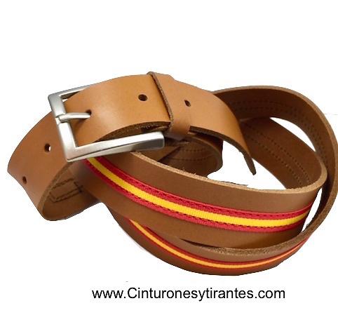 LEATHER BELT WITH FLAG OF SPAIN 