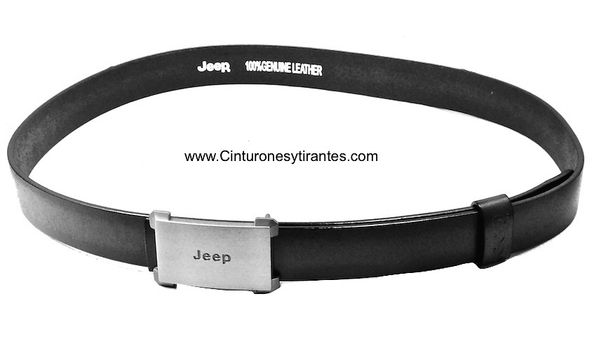 LEATHER BELT WITH JEEP BRUSH BUCKLE 