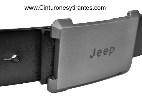 LEATHER BELT WITH JEEP BRUSH BUCKLE 