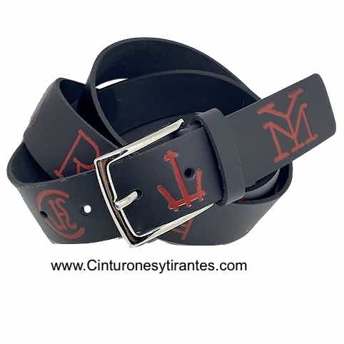 LEATHER BELT WITH TAURINE AND EQUINE THEME RELIEF ENGRAVED PATTERNS - 3 colors- 