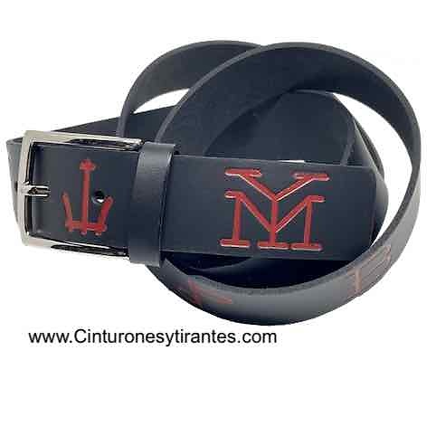 LEATHER BELT WITH TAURINE AND EQUINE THEME RELIEF ENGRAVED PATTERNS - 3 colors- 