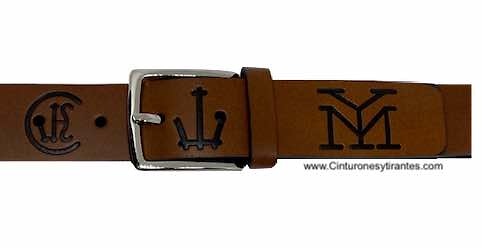 LEATHER BELT WITH TAURINE AND EQUINE THEME RELIEF ENGRAVED PATTERNS - 3 colors- 