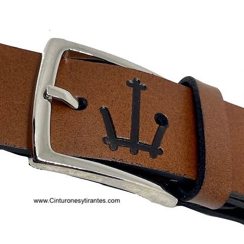 LEATHER BELT WITH TAURINE AND EQUINE THEME RELIEF ENGRAVED PATTERNS - 3 colors- 