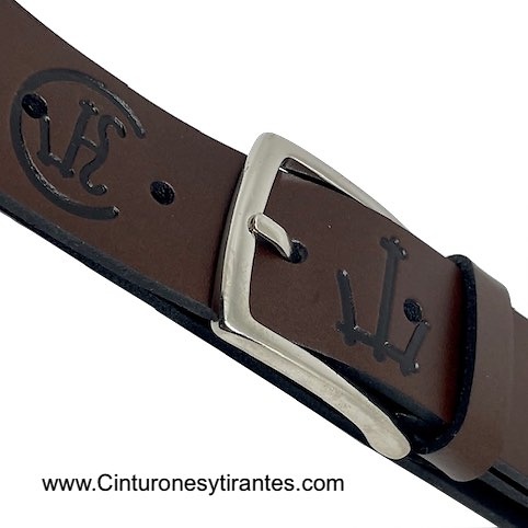 LEATHER BELT WITH TAURINE AND EQUINE THEME RELIEF ENGRAVED PATTERNS - 3 colors- 