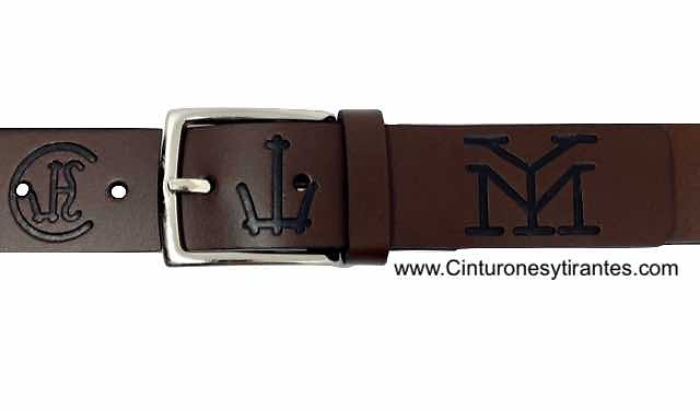 LEATHER BELT WITH TAURINE AND EQUINE THEME RELIEF ENGRAVED PATTERNS - 3 colors- 