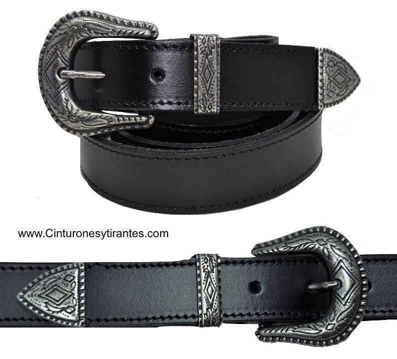 LEATHER BELT WITH TERMINATION AND METAL PIN - 5 COLORS - 