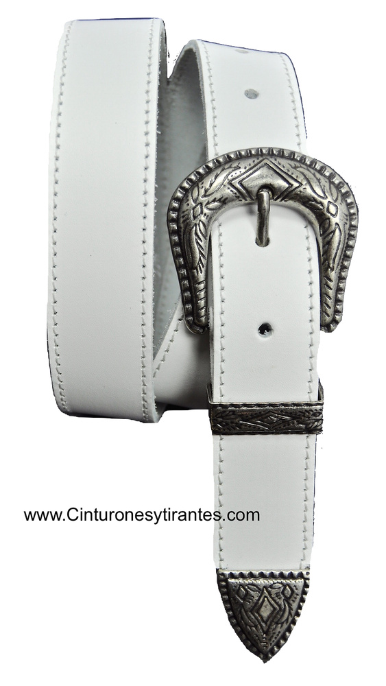 LEATHER BELT WITH TERMINATION AND METAL PIN - 5 COLORS - 