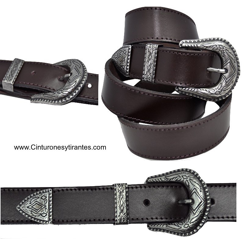 LEATHER BELT WITH TERMINATION AND METAL PIN - 5 COLORS - 