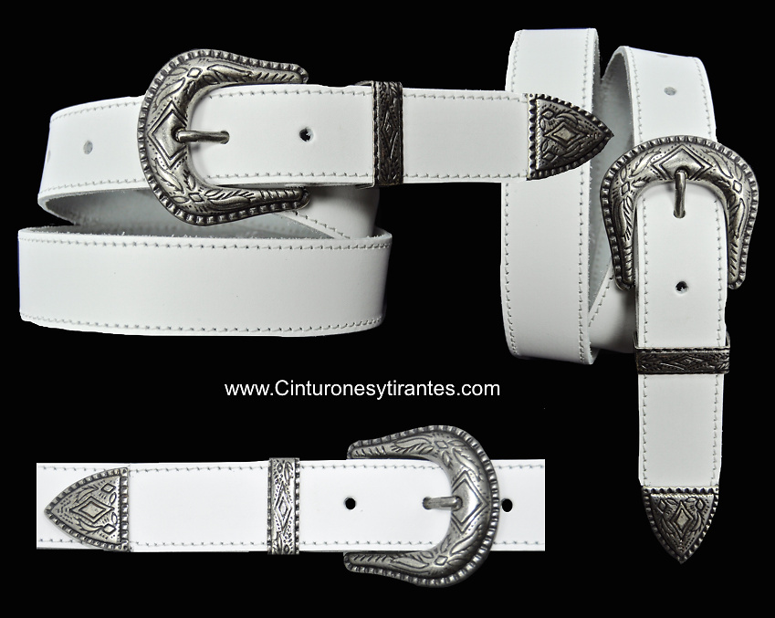 LEATHER BELT WITH TERMINATION AND METAL PIN - 5 COLORS - 