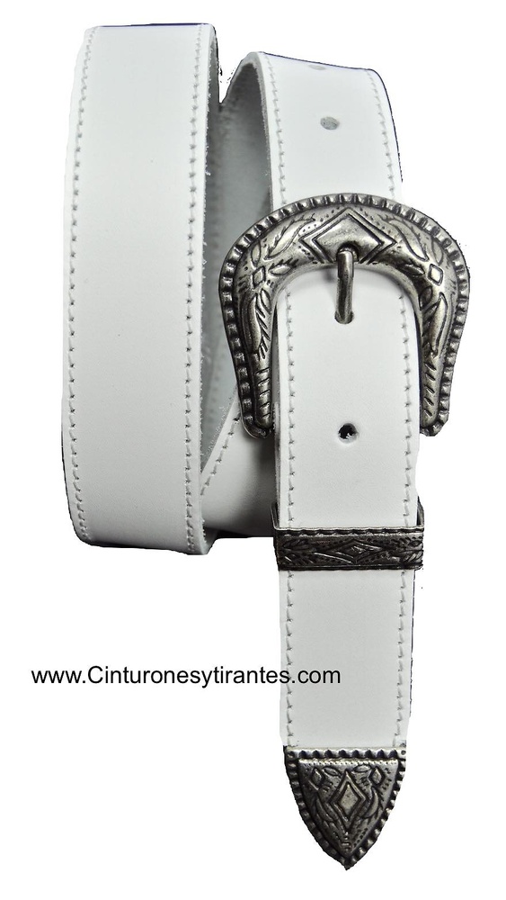 LEATHER BELT WITH TERMINATION AND METAL PIN - 5 COLORS - 