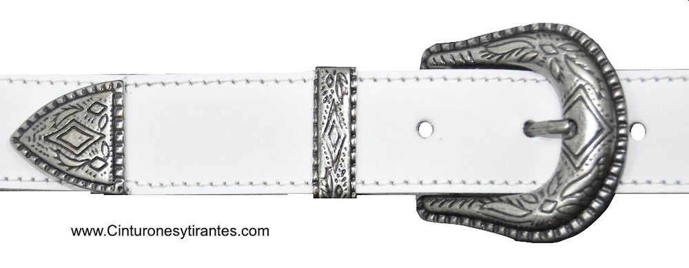 LEATHER BELT WITH TERMINATION AND METAL PIN - 5 COLORS - 