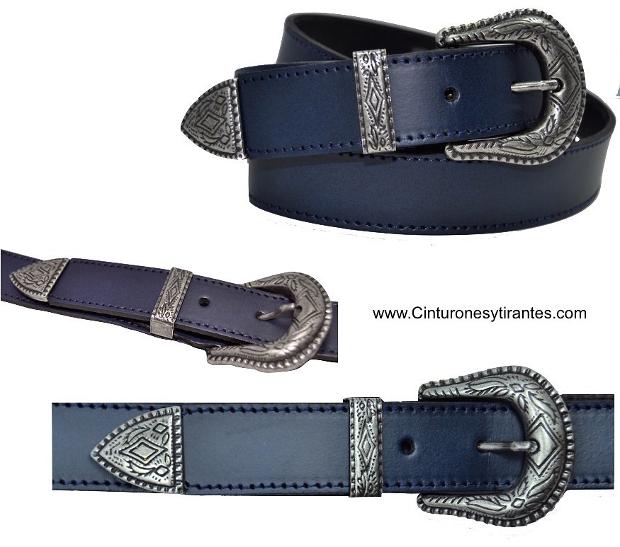 LEATHER BELT WITH TERMINATION AND METAL PIN - 5 COLORS - 