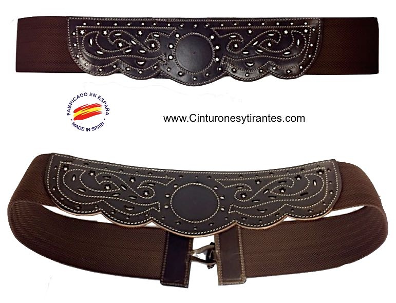 LEATHER CAMPER BELT WITH ADJUSTABLE ELASTIC RUBBER 