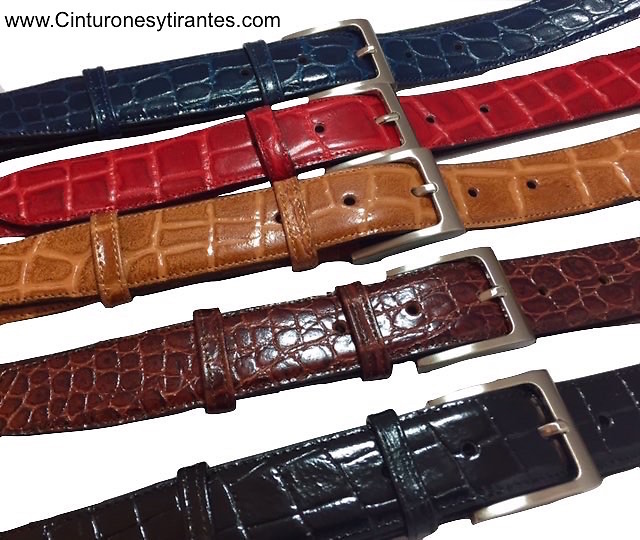 LEATHER CROCODILE MAN'S BELT 