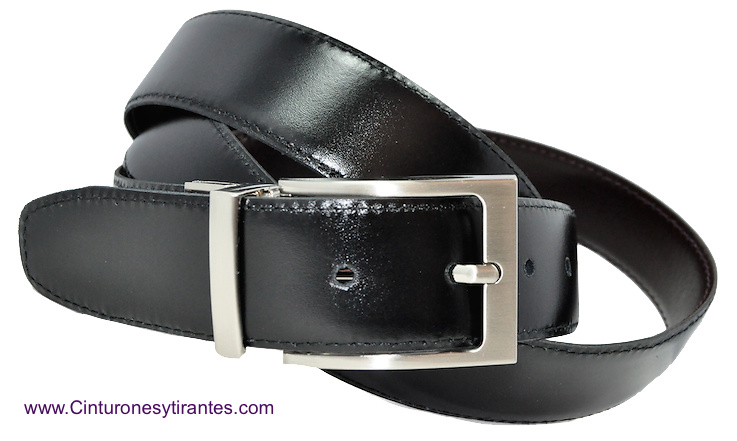 LEATHER REVERSIBLE BELT FOR MAN BLACK AND BROWN 