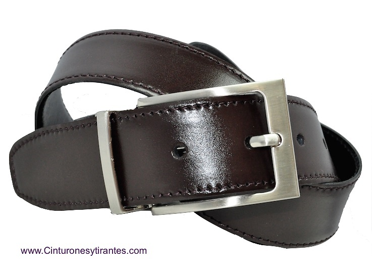 LEATHER REVERSIBLE BELT FOR MAN BLACK AND BROWN 