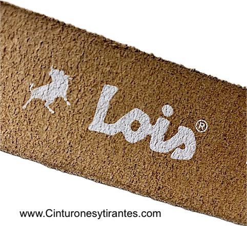 LOIS BELT IN BURNT LEATHER WITH BUCKLE IN OLD SILVER WITH ENGRAVED LOIS BRAND NAME 