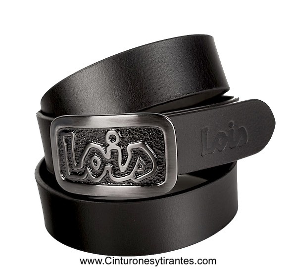 LOIS LEATHER BELT WITH CHAPON BUCKLE WITH EMBOSSED LOIS BRAND 