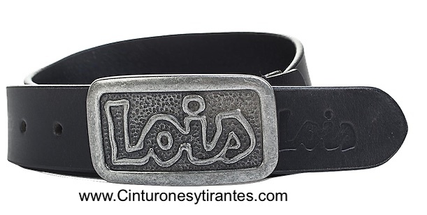 LOIS LEATHER BELT WITH CHAPON BUCKLE WITH EMBOSSED LOIS BRAND 