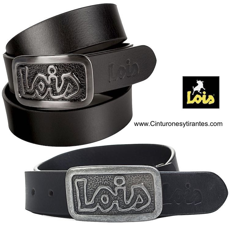 LOIS LEATHER BELT WITH CHAPON BUCKLE WITH EMBOSSED LOIS BRAND 