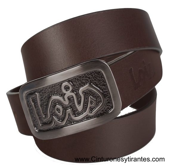 LOIS LEATHER BELT WITH CHAPON BUCKLE WITH EMBOSSED LOIS BRAND 