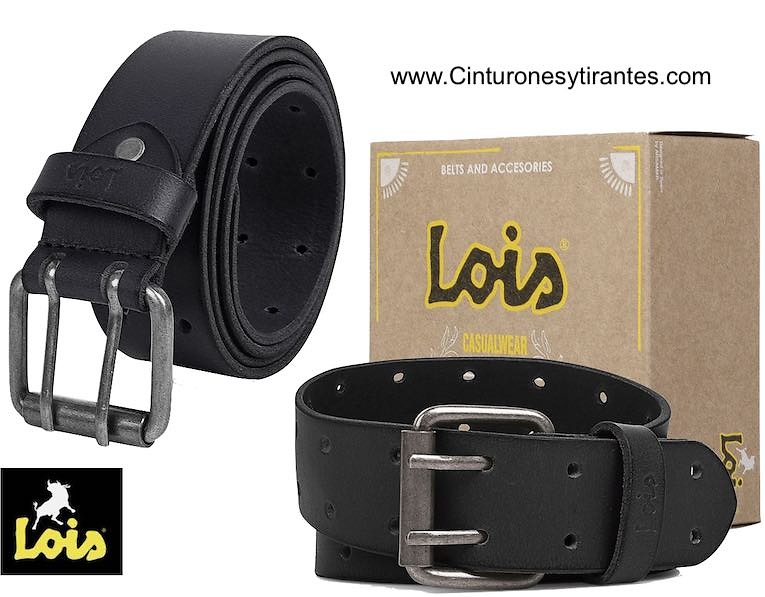 LOIS LEATHER BELT WITH ROLLER SADDLE BUCKLE AND DOUBLE HERN 