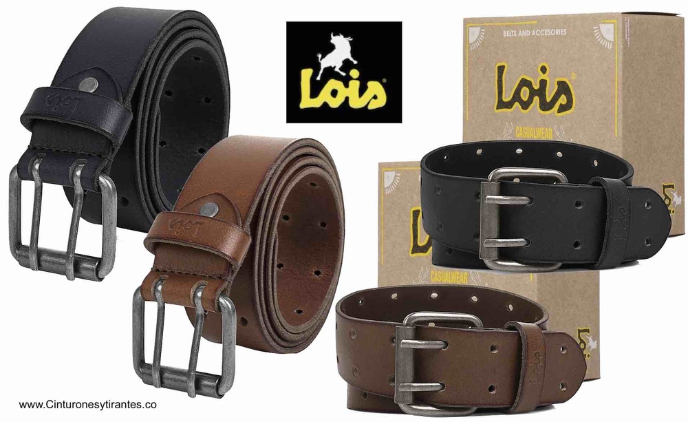 LOIS LEATHER BELT WITH ROLLER SADDLE BUCKLE AND DOUBLE HERN 