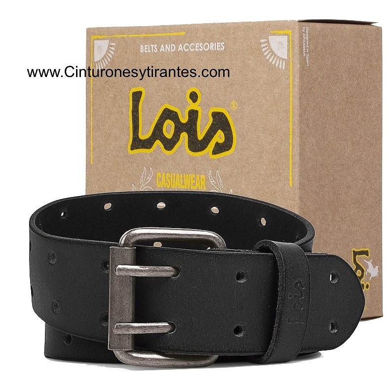 LOIS LEATHER BELT WITH ROLLER SADDLE BUCKLE AND DOUBLE HERN 