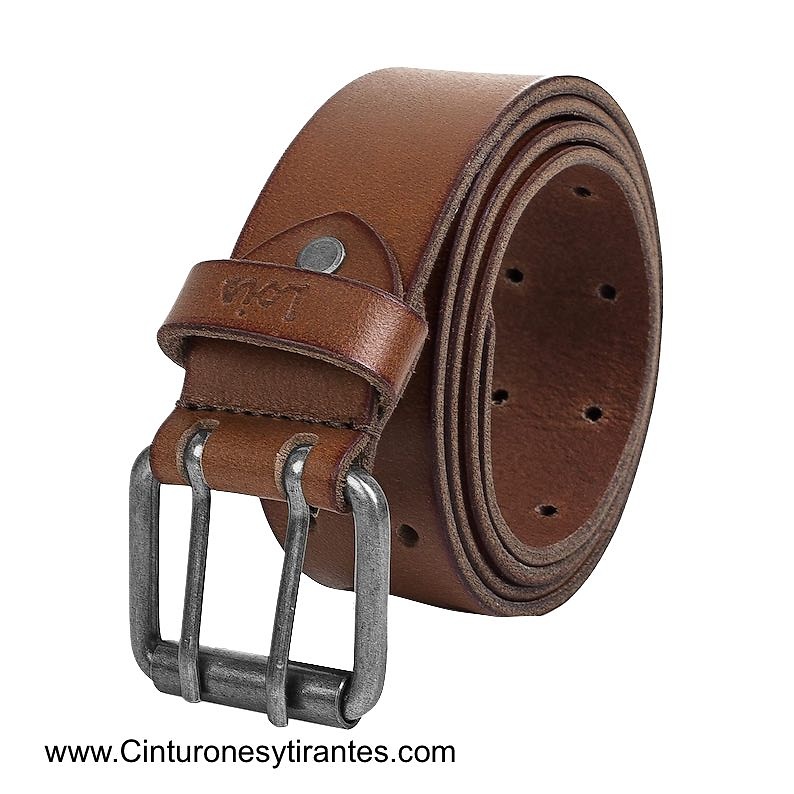 LOIS LEATHER BELT WITH ROLLER SADDLE BUCKLE AND DOUBLE HERN 