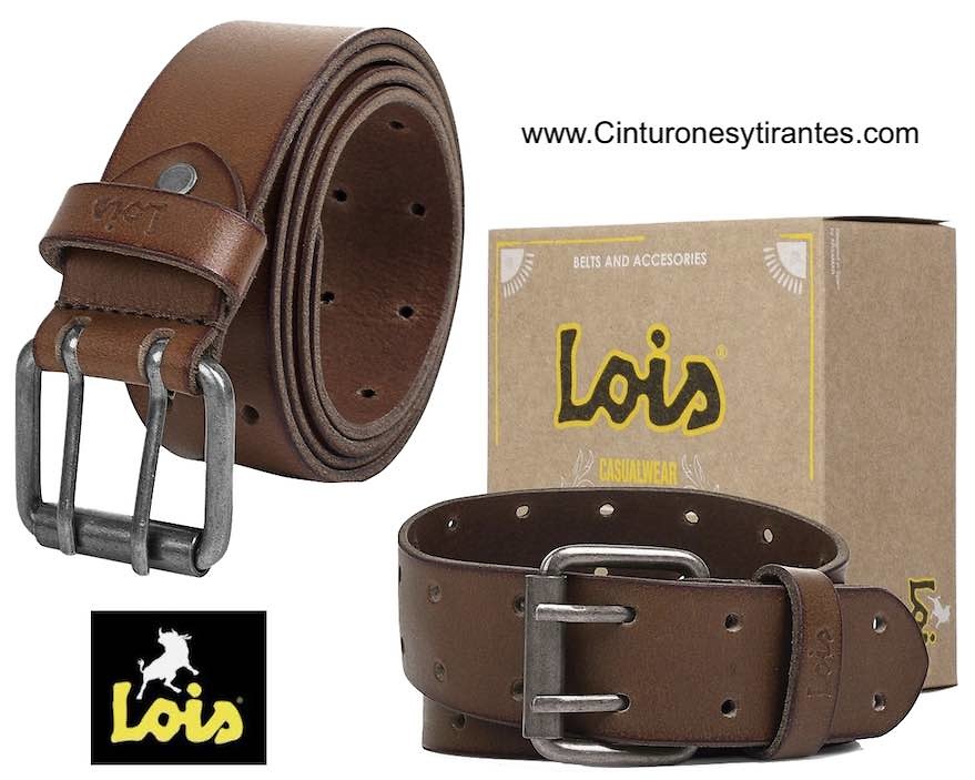 LOIS LEATHER BELT WITH ROLLER SADDLE BUCKLE AND DOUBLE HERN 
