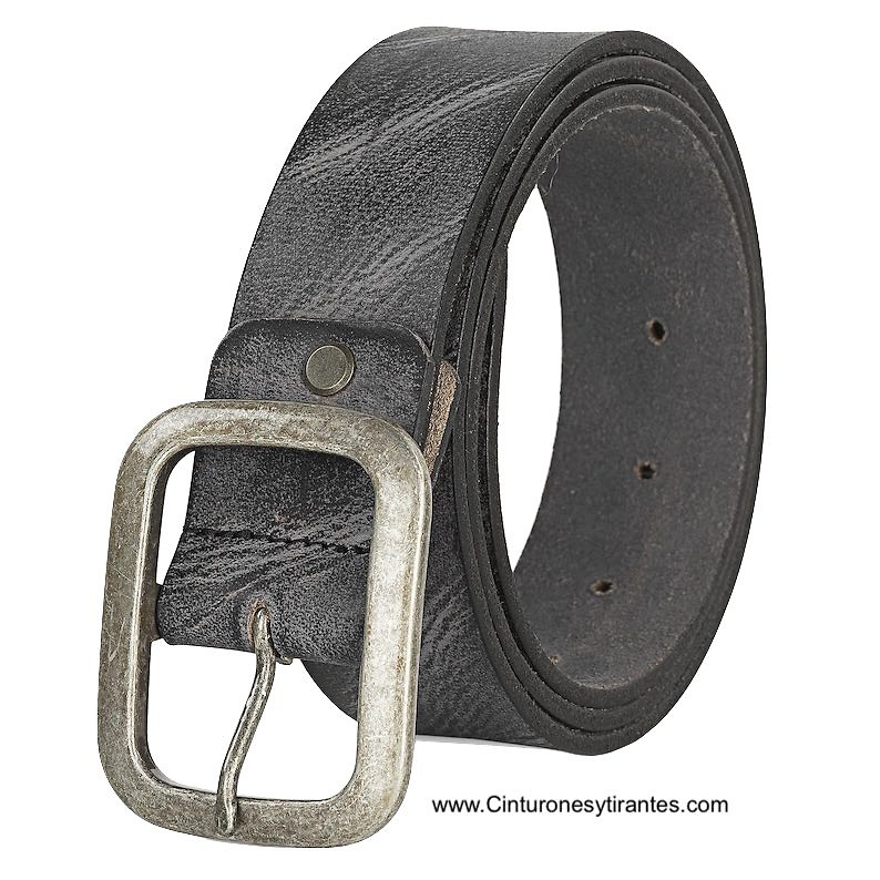 LOIS WORN LEATHER BELT WITH DOUBLE STEP BUCKLE 