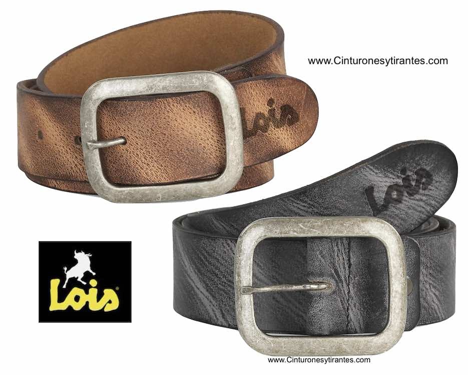 LOIS WORN LEATHER BELT WITH DOUBLE STEP BUCKLE 