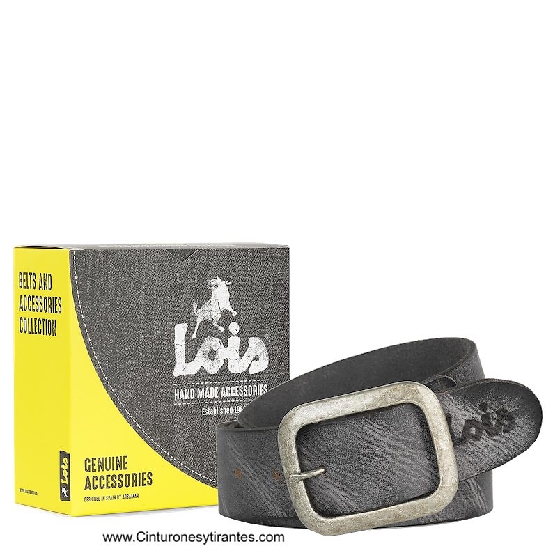 LOIS WORN LEATHER BELT WITH DOUBLE STEP BUCKLE 