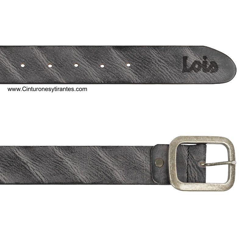 LOIS WORN LEATHER BELT WITH DOUBLE STEP BUCKLE 