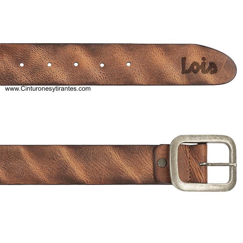 LOIS WORN LEATHER BELT WITH DOUBLE STEP BUCKLE 