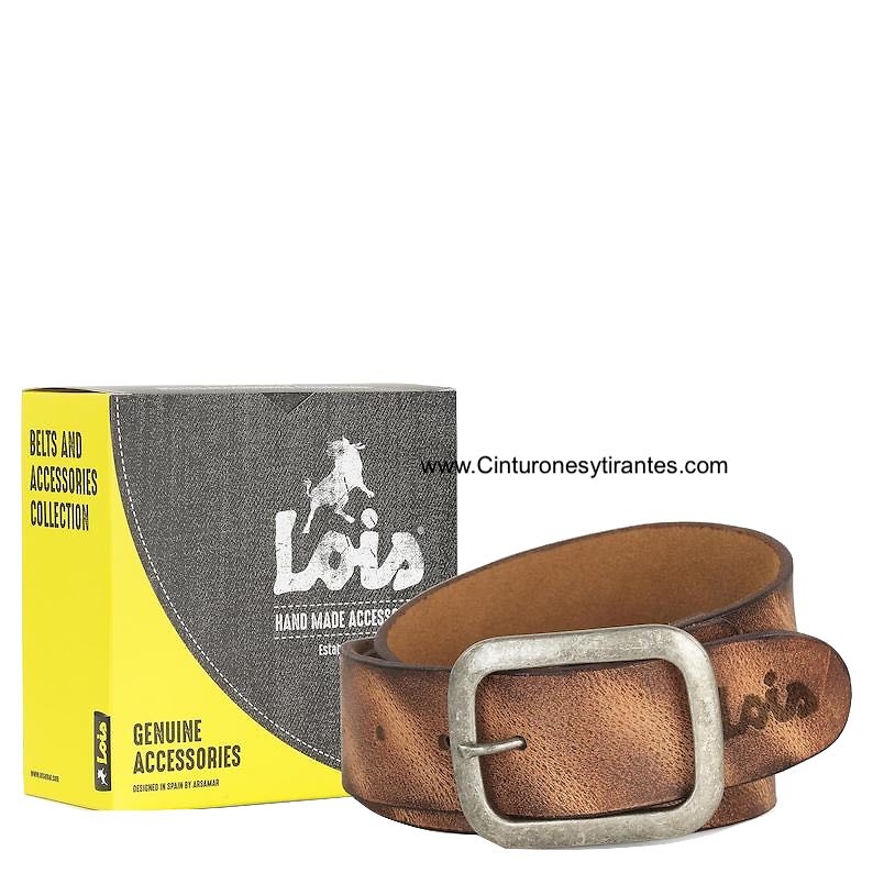 LOIS WORN LEATHER BELT WITH DOUBLE STEP BUCKLE 