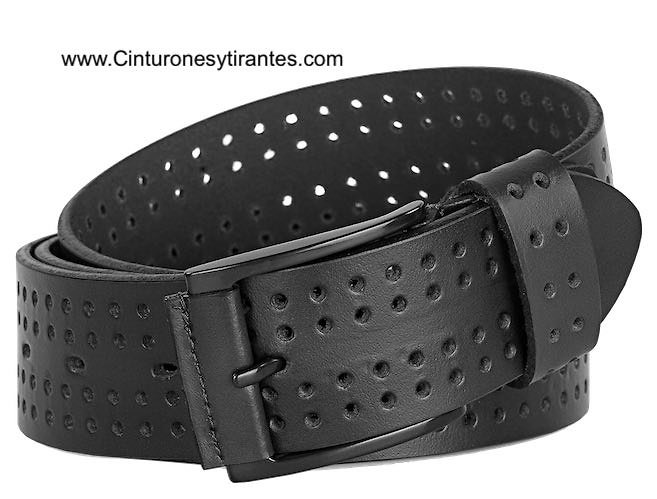 MAN'S BELT WITH PERCHORED LEATHER WIDE 