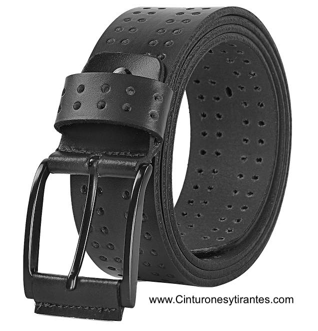 MAN'S BELT WITH PERCHORED LEATHER WIDE 