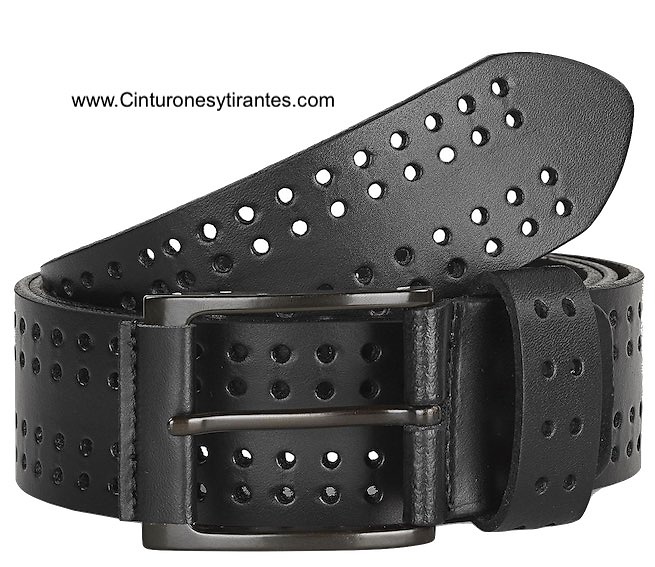 MAN'S BELT WITH PERCHORED LEATHER WIDE 