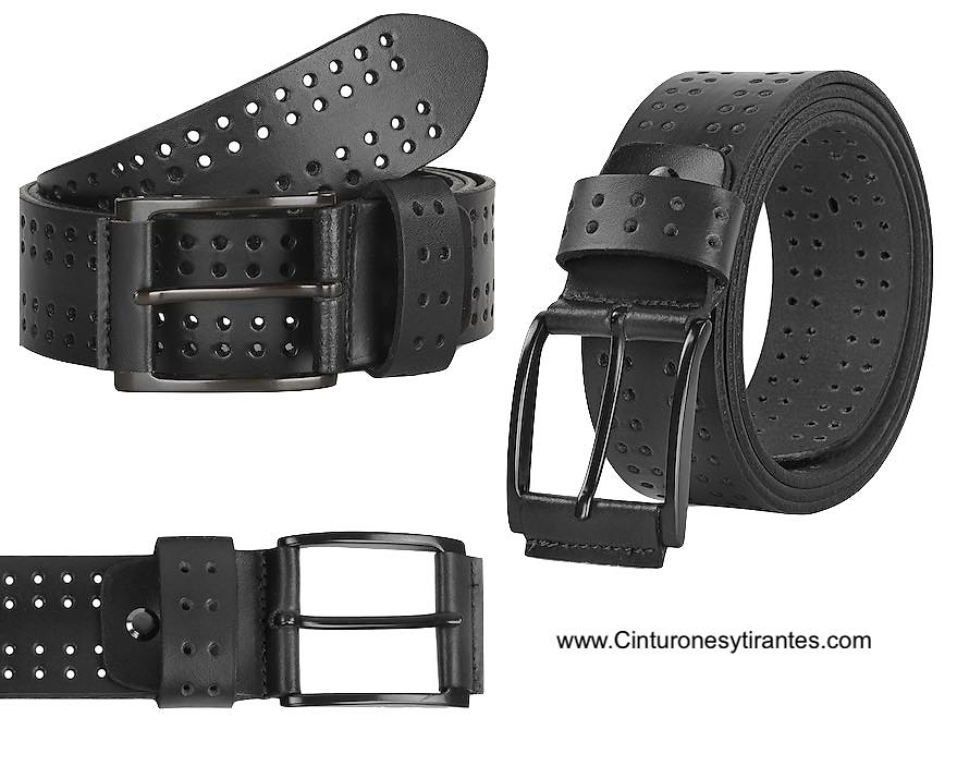 MAN'S BELT WITH PERCHORED LEATHER WIDE 